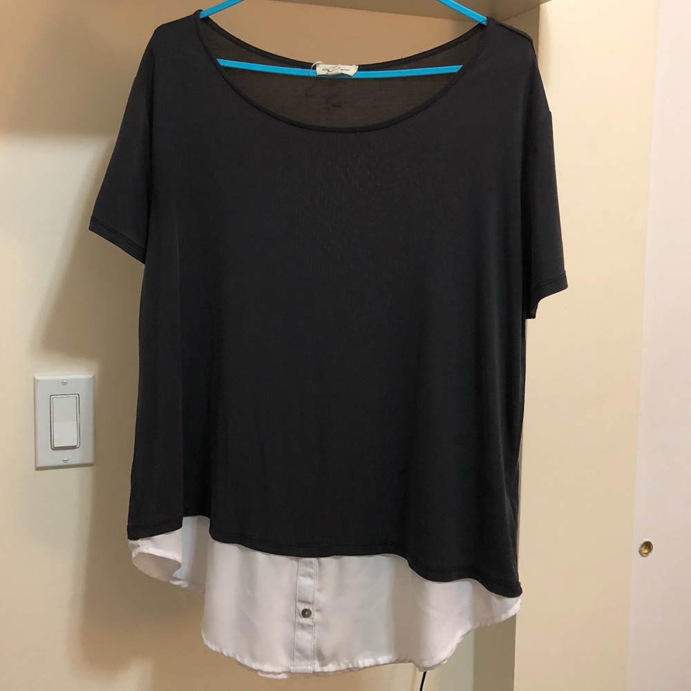 Trendy faux button up tee